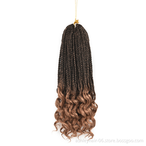 Morgan Popular High Quality Pr Looped Synthetic Crochet Braid Hair Box Braids Curly Ends